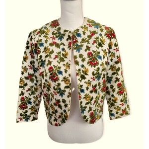 Vintage Knits by Camelon Cut Velvet Floral Jacket Womens Medium (Please Read)